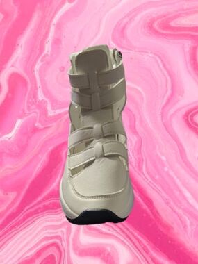 Source Unknown Cream Lace-Up High-Top Boots